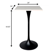 LeisureMod Verve 24" Square Top Bar Height Table, Brushed Gold/Black/White Stainless Steel Base with MDF Table Top - Elax Furniture
