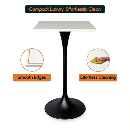 LeisureMod Verve 24" Square Top Bar Height Table, Brushed Gold/Black/White Stainless Steel Base with MDF Table Top - Elax Furniture