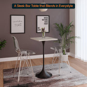 LeisureMod Verve 24" Square Top Bar Height Table, Brushed Gold/Black/White Stainless Steel Base with MDF Table Top - Elax Furniture