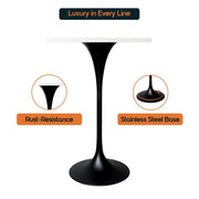 LeisureMod Verve 24" Square Top Bar Height Table, Brushed Gold/Black/White Stainless Steel Base with MDF Table Top - Elax Furniture