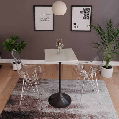 LeisureMod Verve 24" Square Top Bar Height Table, Brushed Gold/Black/White Stainless Steel Base with MDF Table Top - Elax Furniture