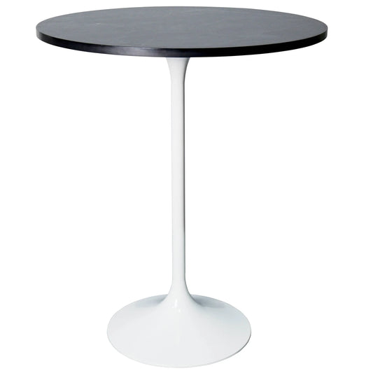 Verve Bar Height Dining Table with 27" Round Sintered Stone Top and White Stainless Steel Base - Elax Furniture