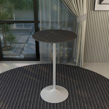 Verve Bar Height Dining Table with 27" Round Sintered Stone Top and White Stainless Steel Base - Elax Furniture