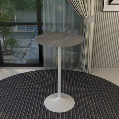 Verve Bar Height Dining Table with 27" Round Sintered Stone Top and White Stainless Steel Base - Elax Furniture