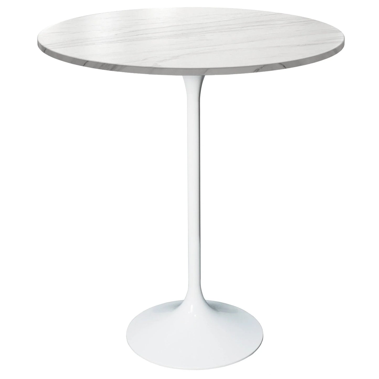 Verve Bar Height Dining Table with 27" Round Sintered Stone Top and White Stainless Steel Base - Elax Furniture