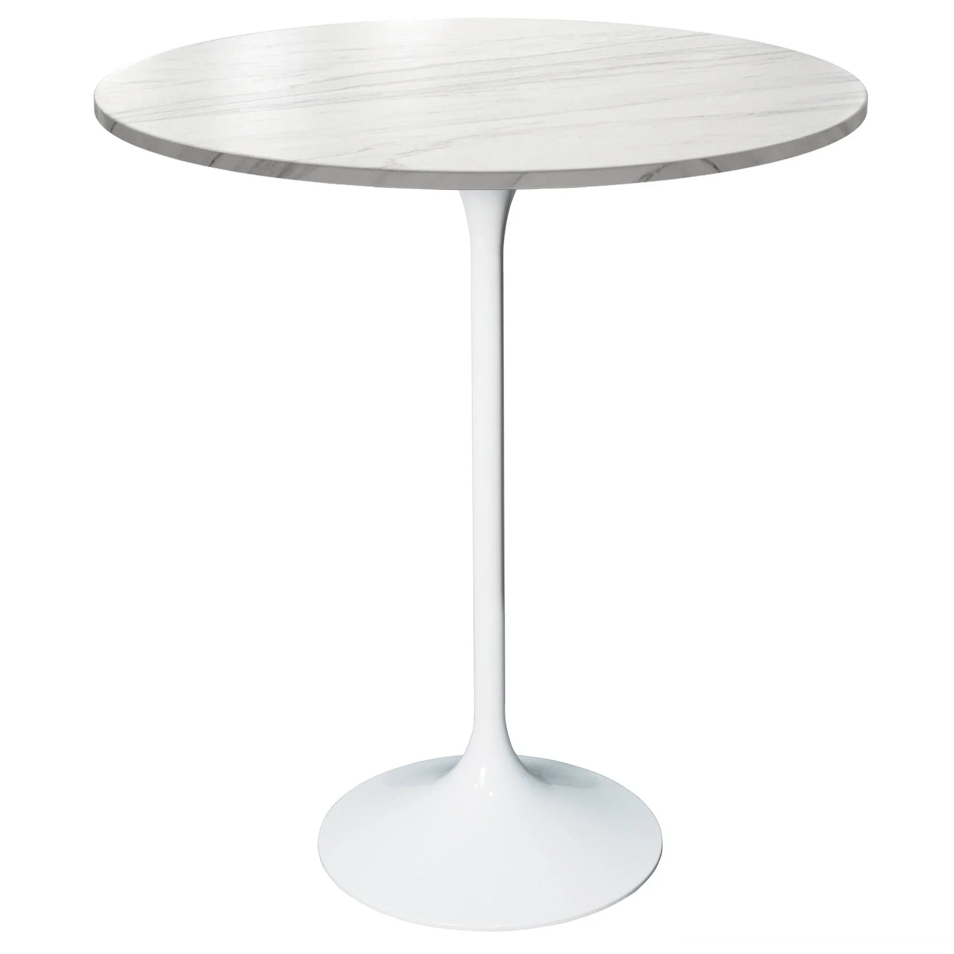 Verve Bar Height Dining Table with 27" Round Sintered Stone Top and White Stainless Steel Base - Elax Furniture