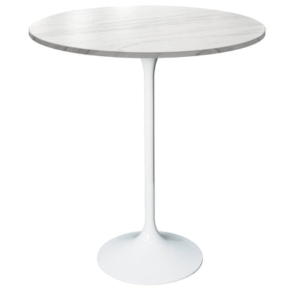 Verve Bar Height Dining Table with 27" Round Sintered Stone Top and White Stainless Steel Base - Elax Furniture