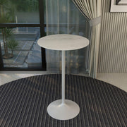 Verve Bar Height Dining Table with 27" Round Sintered Stone Top and White Stainless Steel Base - Elax Furniture