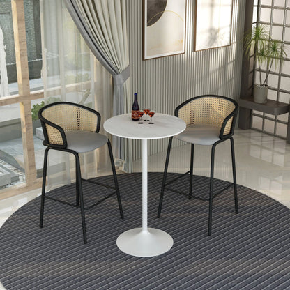 Verve Bar Height Dining Table with 27" Round Sintered Stone Top and White Stainless Steel Base - Elax Furniture