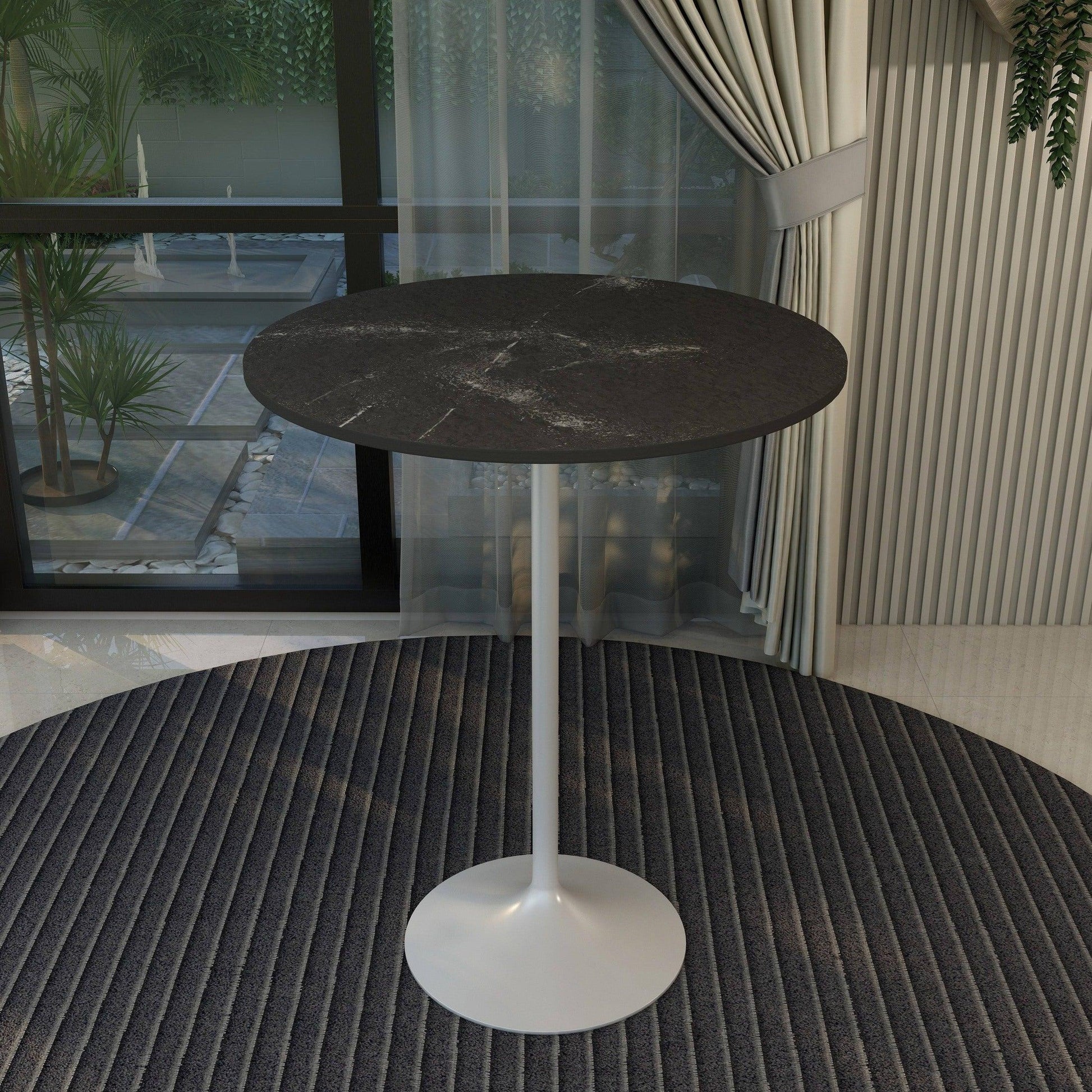 Verve Bar Height Dining Table with 36" Round MDF Top and White Stainless Steel Pedestal Base - Elax Furniture
