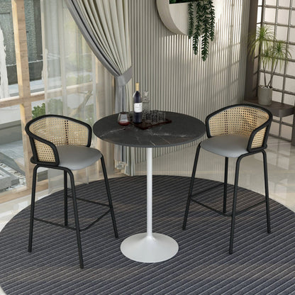 Verve Bar Height Dining Table with 36" Round MDF Top and White Stainless Steel Pedestal Base - Elax Furniture
