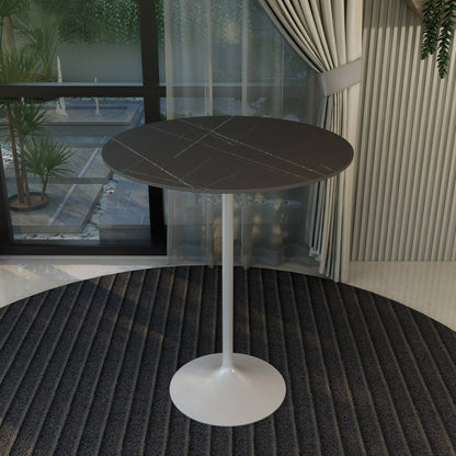 Verve Bar Height Dining Table with 36" Round Sintered Stone Top and White Stainless Steel Base - Elax Furniture