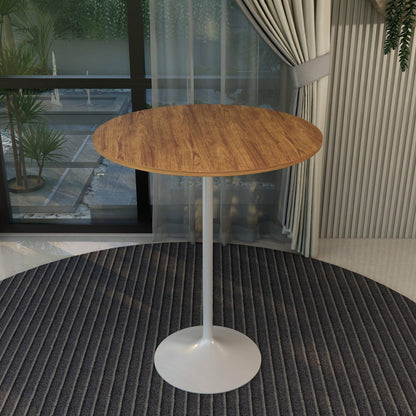 Verve Bar Height Dining Table with 36" Round MDF Top and White Stainless Steel Pedestal Base - Elax Furniture