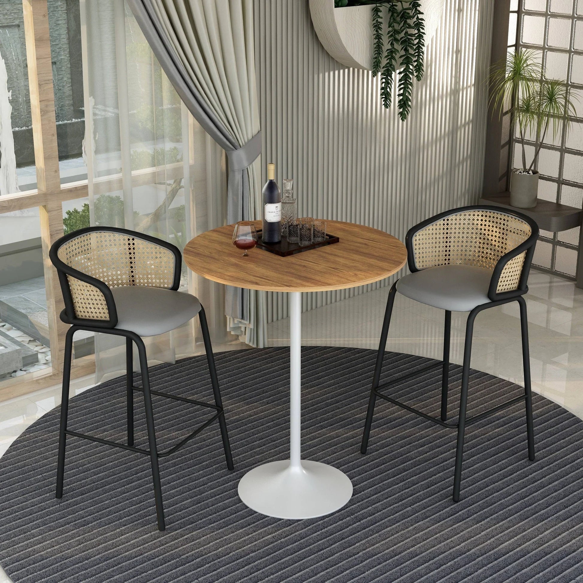 Verve Bar Height Dining Table with 36" Round MDF Top and White Stainless Steel Pedestal Base - Elax Furniture