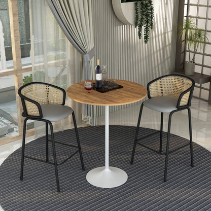 Verve Bar Height Dining Table with 36" Round MDF Top and White Stainless Steel Pedestal Base - Elax Furniture