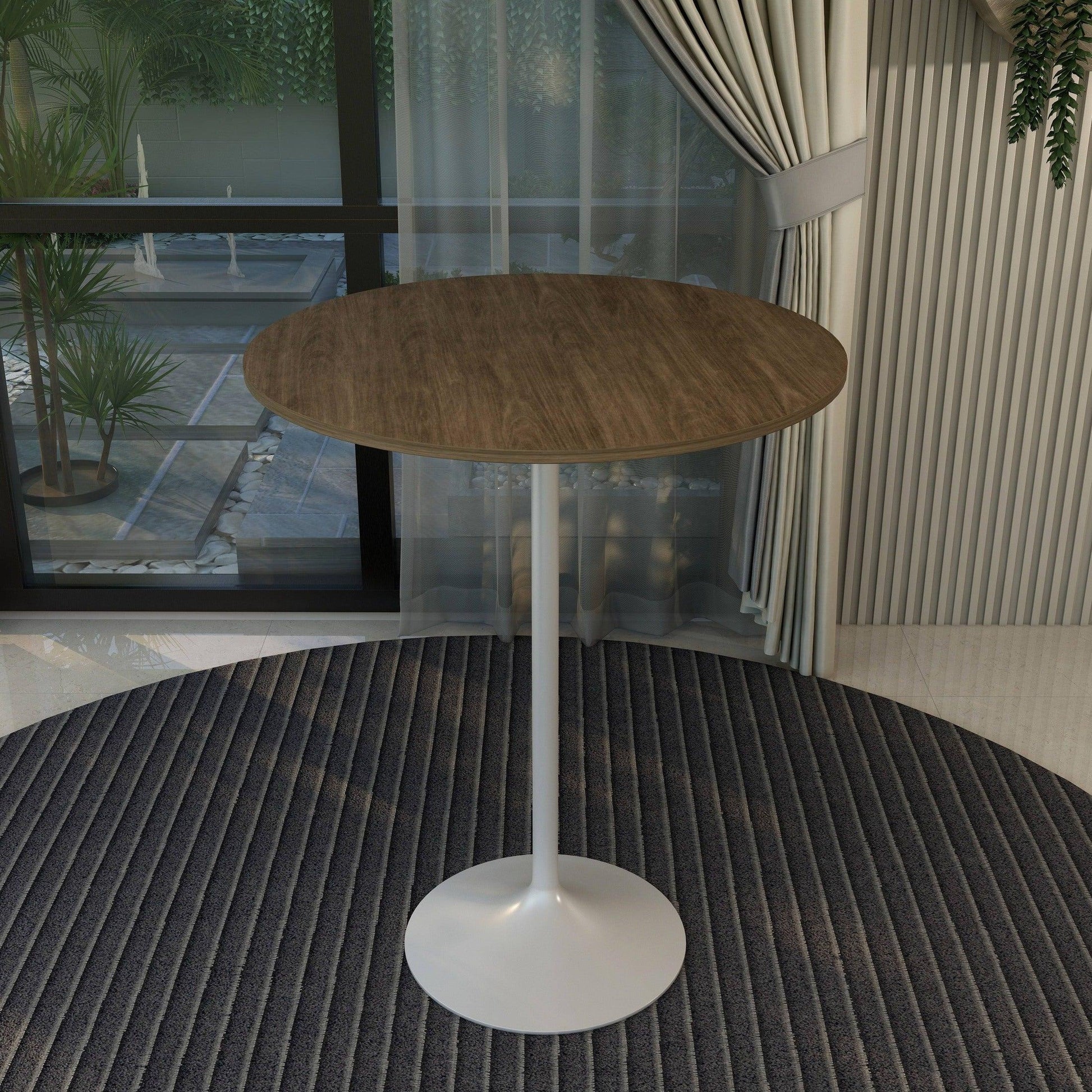 Verve Bar Height Dining Table with 36" Round MDF Top and White Stainless Steel Pedestal Base - Elax Furniture
