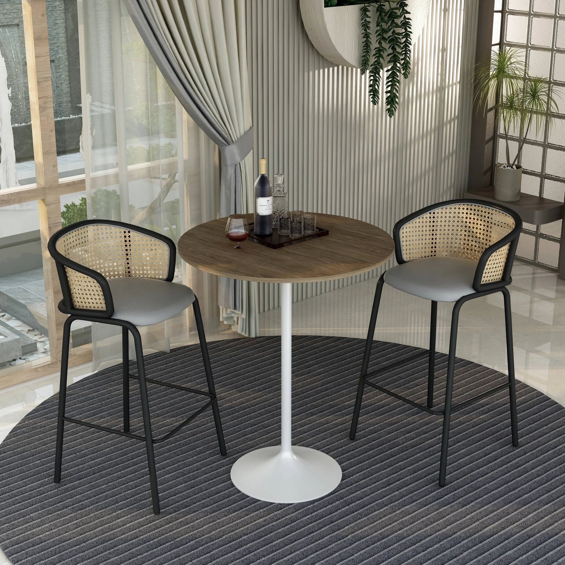 Verve Bar Height Dining Table with 36" Round MDF Top and White Stainless Steel Pedestal Base - Elax Furniture