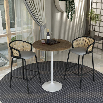 Verve Bar Height Dining Table with 36" Round MDF Top and White Stainless Steel Pedestal Base - Elax Furniture