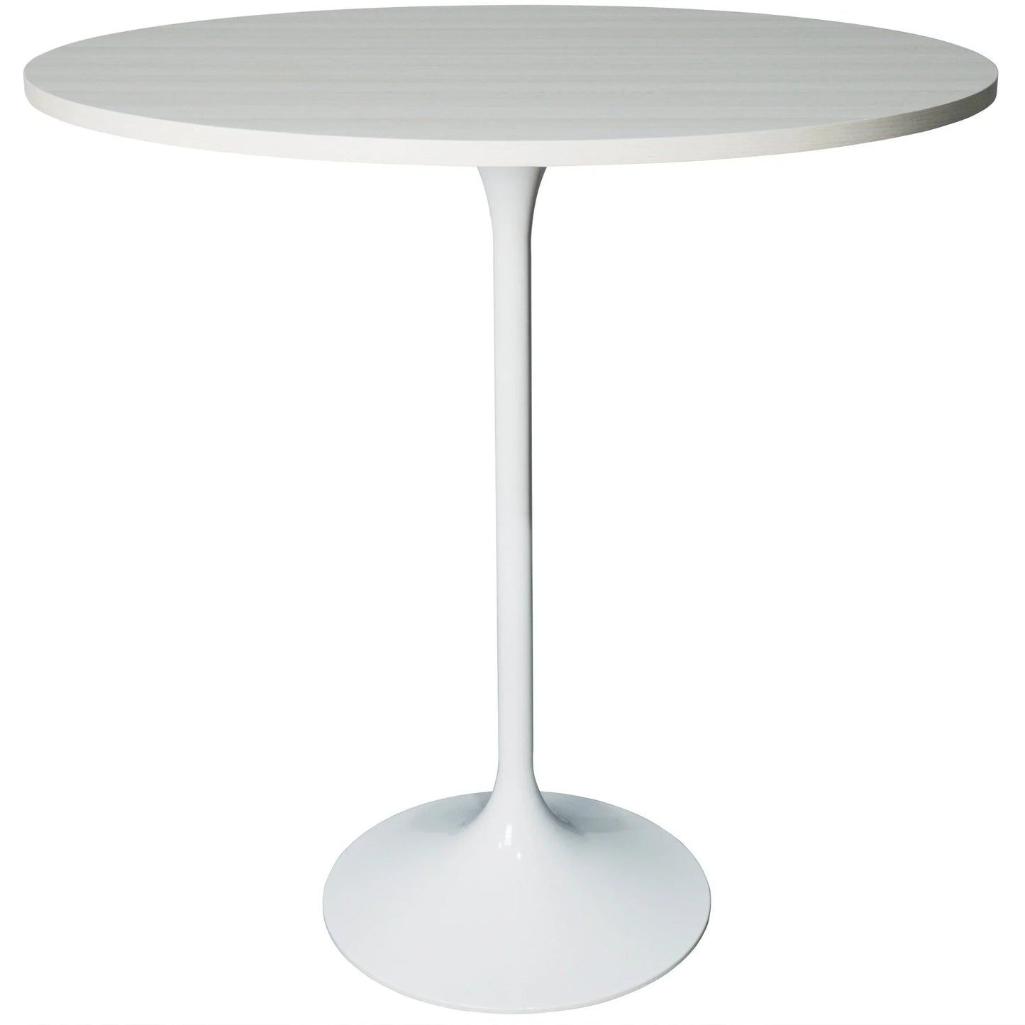 Verve Bar Height Dining Table with 36" Round MDF Top and White Stainless Steel Pedestal Base - Elax Furniture