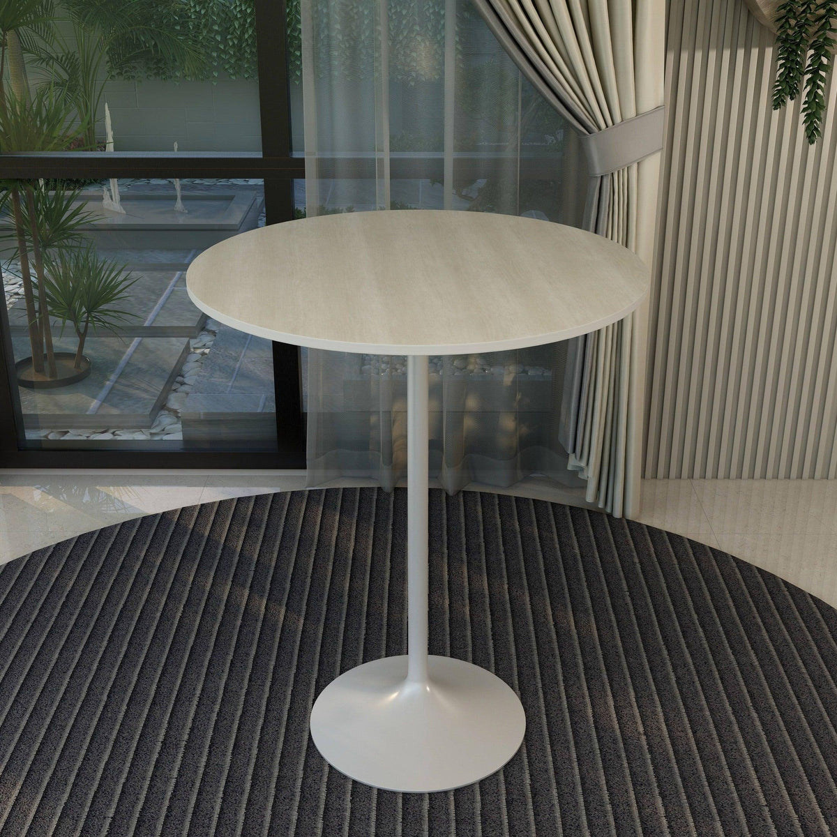 Verve Bar Height Dining Table with 36" Round MDF Top and White Stainless Steel Pedestal Base - Elax Furniture