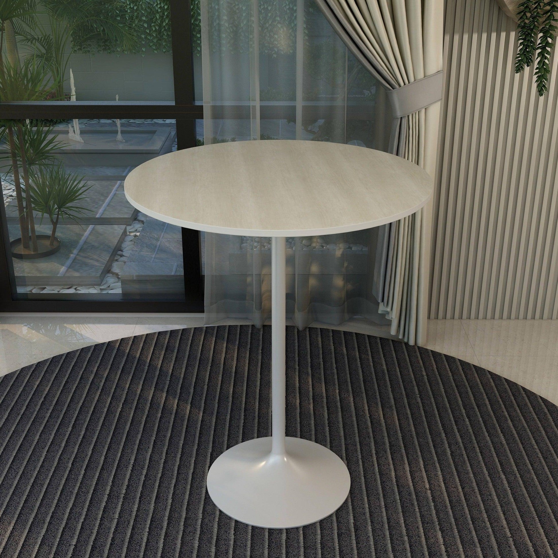 Verve Bar Height Dining Table with 36" Round MDF Top and White Stainless Steel Pedestal Base - Elax Furniture