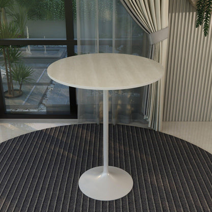 Verve Bar Height Dining Table with 36" Round MDF Top and White Stainless Steel Pedestal Base - Elax Furniture