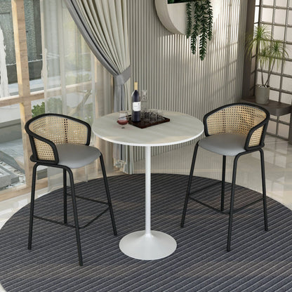 Verve Bar Height Dining Table with 36" Round MDF Top and White Stainless Steel Pedestal Base - Elax Furniture