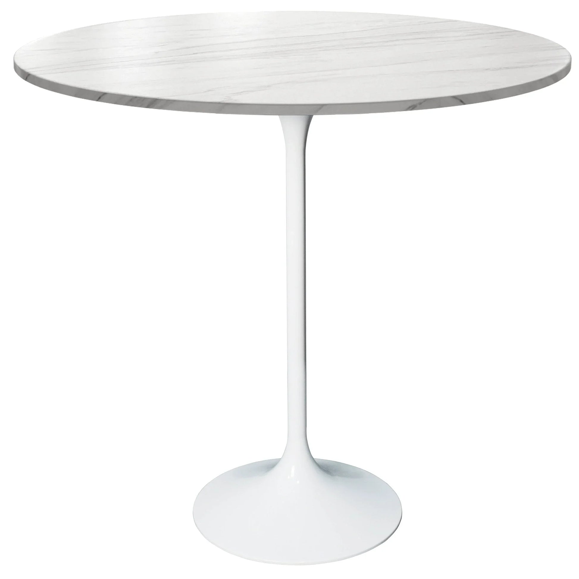Verve Bar Height Dining Table with 36" Round Sintered Stone Top and White Stainless Steel Base - Elax Furniture