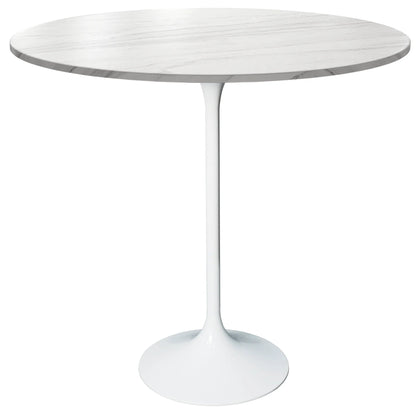 Verve Bar Height Dining Table with 36" Round Sintered Stone Top and White Stainless Steel Base - Elax Furniture