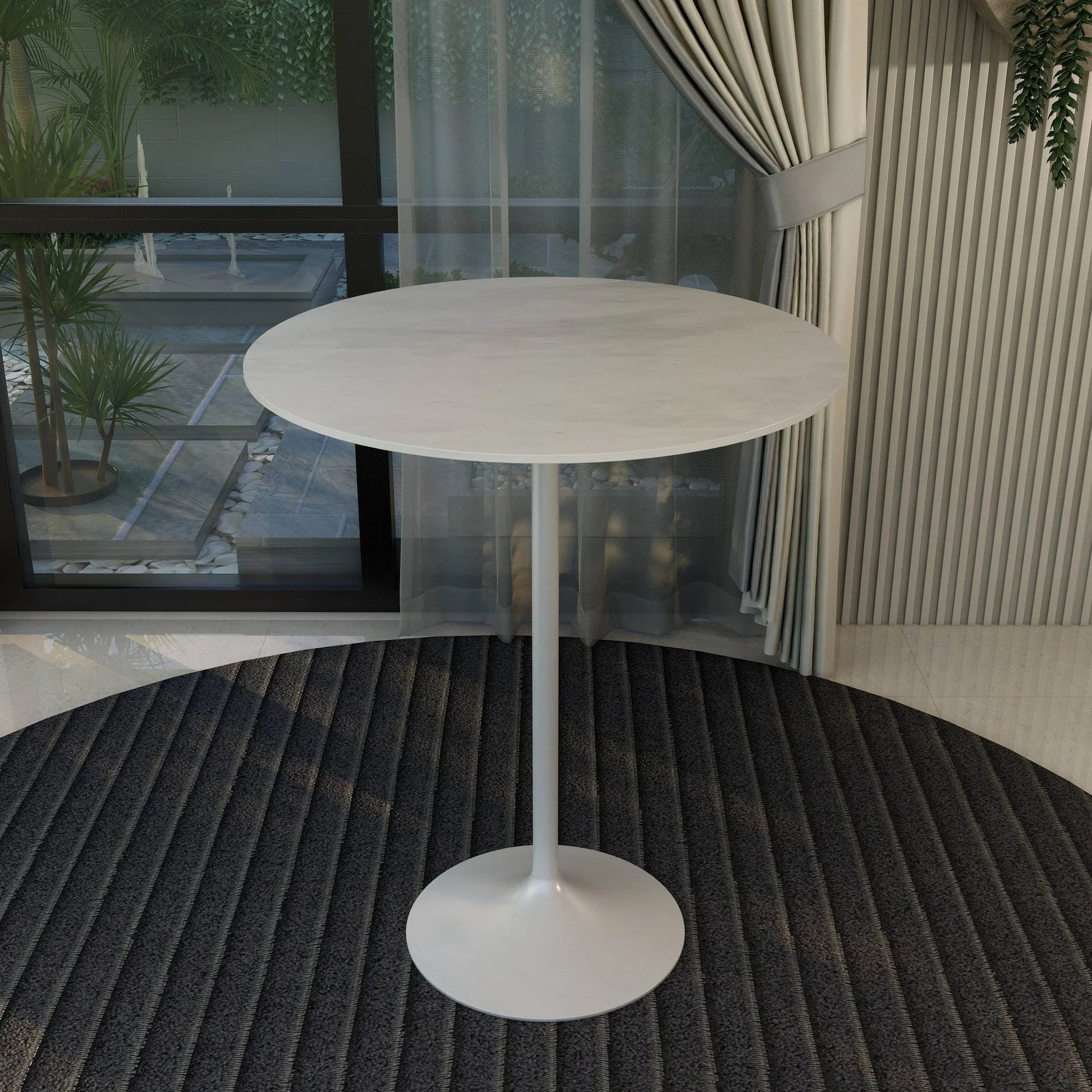 Verve Bar Height Dining Table with 36" Round Sintered Stone Top and White Stainless Steel Base - Elax Furniture