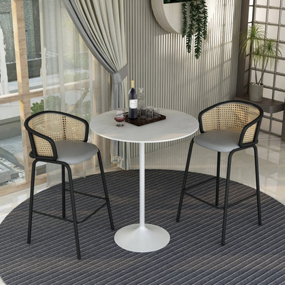 Verve Bar Height Dining Table with 36" Round Sintered Stone Top and White Stainless Steel Base - Elax Furniture