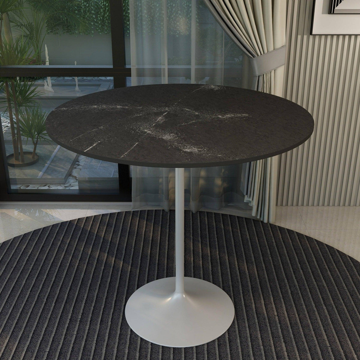 Verve Bar Height Dining Table with 48" Round MDF Top and White Stainless Steel Pedestal Base - Elax Furniture