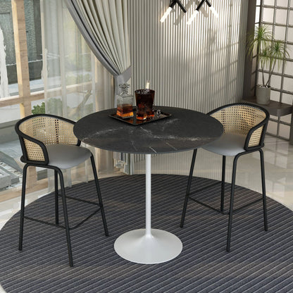 Verve Bar Height Dining Table with 48" Round MDF Top and White Stainless Steel Pedestal Base - Elax Furniture