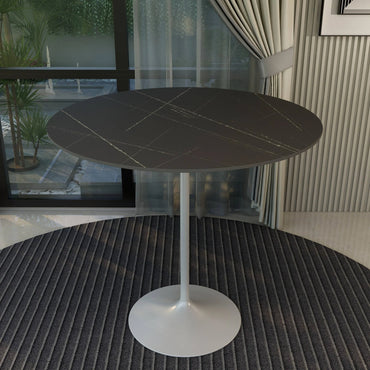 Verve Bar Height Dining Table with 48" Round Sintered Stone Top and White Stainless Steel Base - Elax Furniture