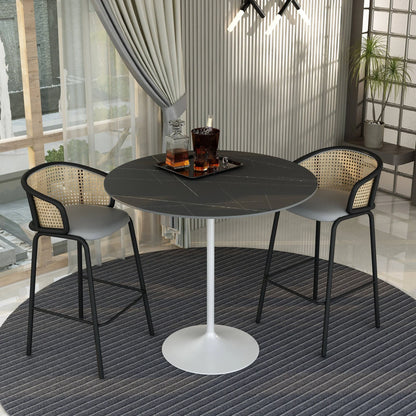 Verve Bar Height Dining Table with 48" Round Sintered Stone Top and White Stainless Steel Base - Elax Furniture