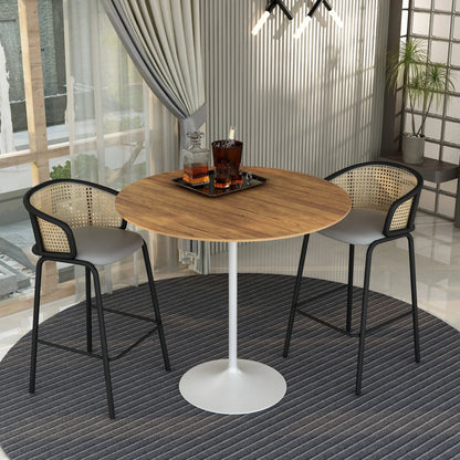Verve Bar Height Dining Table with 48" Round MDF Top and White Stainless Steel Pedestal Base - Elax Furniture
