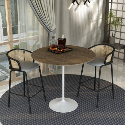 Verve Bar Height Dining Table with 48" Round MDF Top and White Stainless Steel Pedestal Base - Elax Furniture