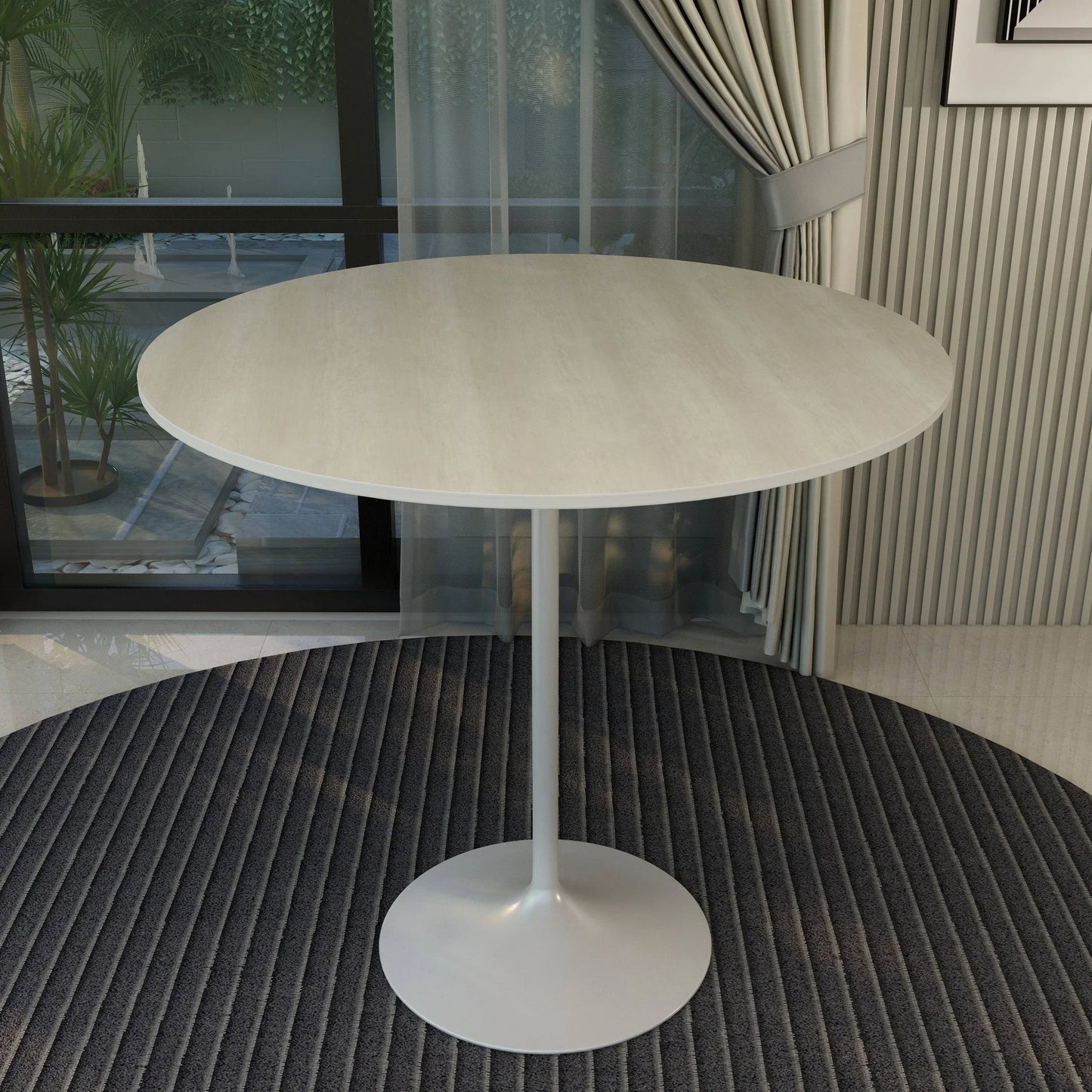 Verve Bar Height Dining Table with 48" Round MDF Top and White Stainless Steel Pedestal Base - Elax Furniture