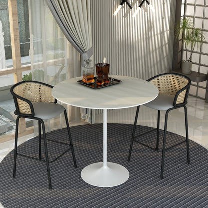 Verve Bar Height Dining Table with 48" Round MDF Top and White Stainless Steel Pedestal Base - Elax Furniture