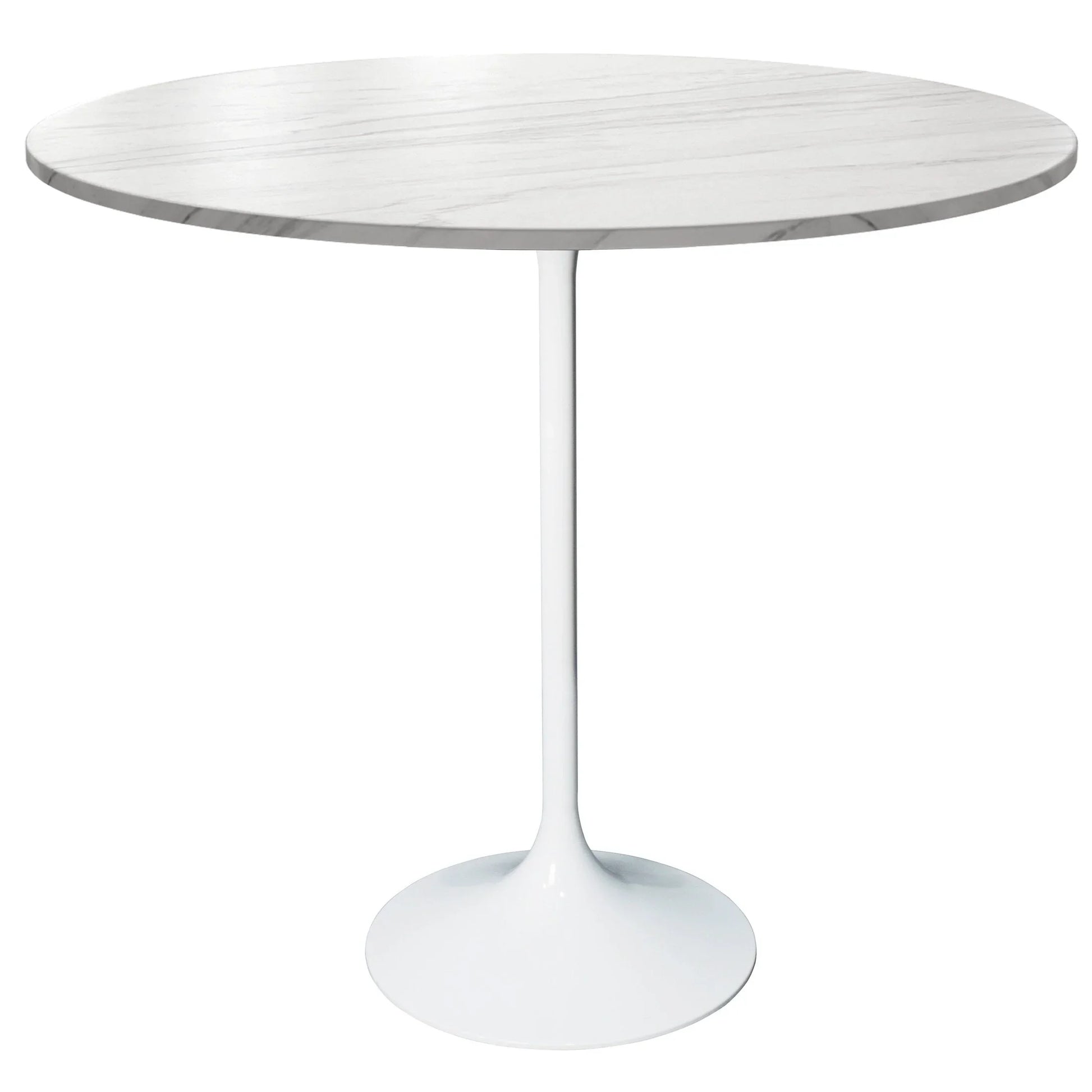 Verve Bar Height Dining Table with 48" Round Sintered Stone Top and White Stainless Steel Base - Elax Furniture