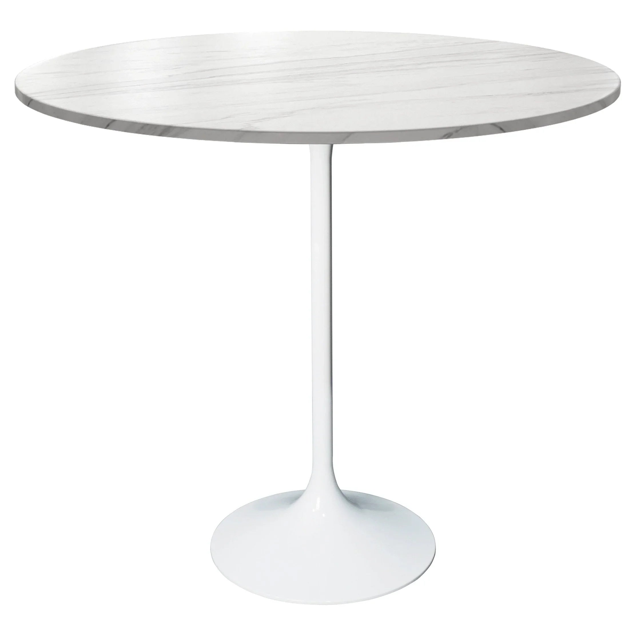 Verve Bar Height Dining Table with 48" Round Sintered Stone Top and White Stainless Steel Base - Elax Furniture