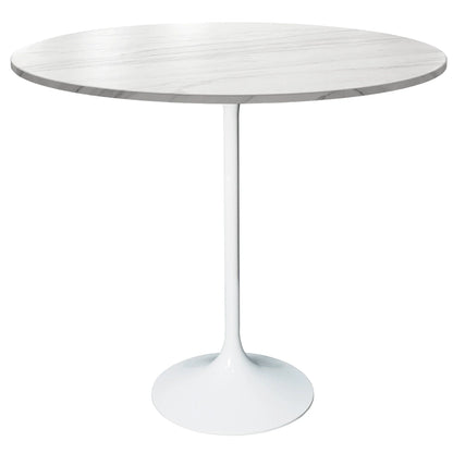 Verve Bar Height Dining Table with 48" Round Sintered Stone Top and White Stainless Steel Base - Elax Furniture