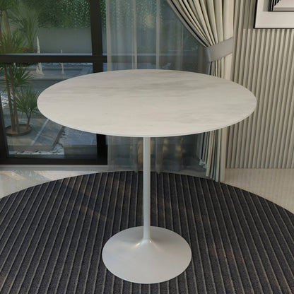 Verve Bar Height Dining Table with 48" Round Sintered Stone Top and White Stainless Steel Base - Elax Furniture