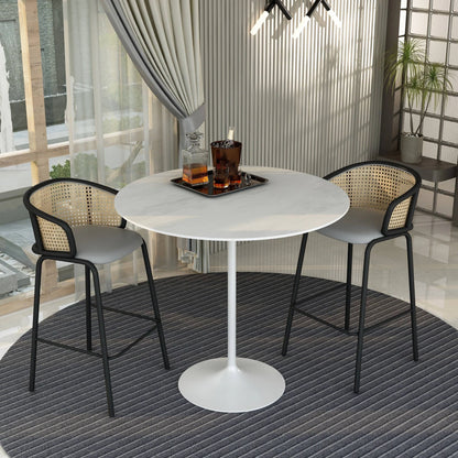 Verve Bar Height Dining Table with 48" Round Sintered Stone Top and White Stainless Steel Base - Elax Furniture