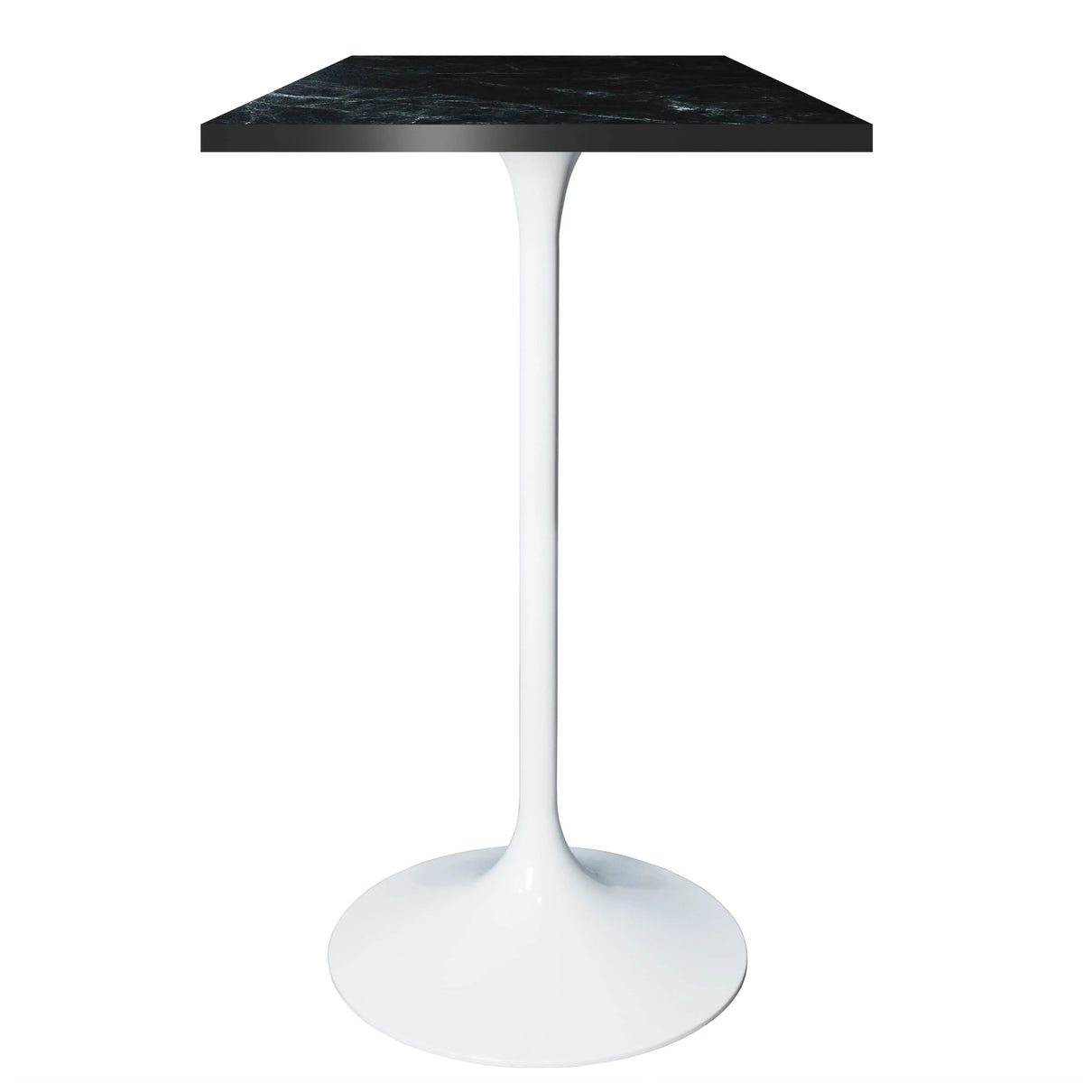 LeisureMod Verve 24" Square Top Bar Height Table, Brushed Gold/Black/White Stainless Steel Base with MDF Table Top - Elax Furniture