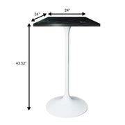 LeisureMod Verve 24" Square Top Bar Height Table, Brushed Gold/Black/White Stainless Steel Base with MDF Table Top - Elax Furniture