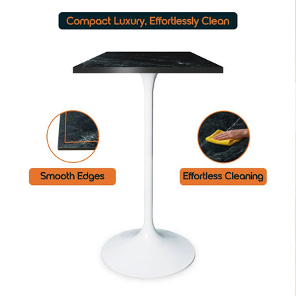 LeisureMod Verve 24" Square Top Bar Height Table, Brushed Gold/Black/White Stainless Steel Base with MDF Table Top - Elax Furniture