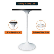 LeisureMod Verve 24" Square Top Bar Height Table, Brushed Gold/Black/White Stainless Steel Base with MDF Table Top - Elax Furniture