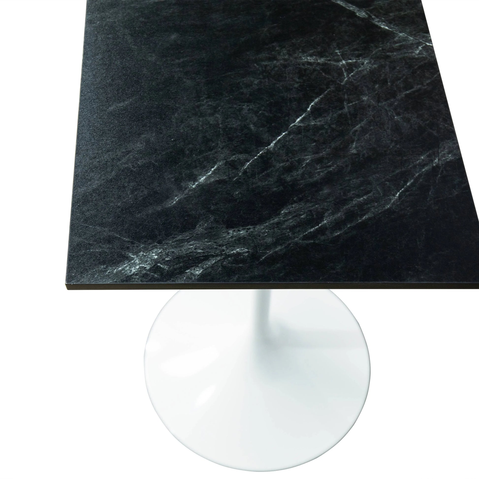 LeisureMod Verve 24" Square Top Bar Height Table, Brushed Gold/Black/White Stainless Steel Base with MDF Table Top - Elax Furniture