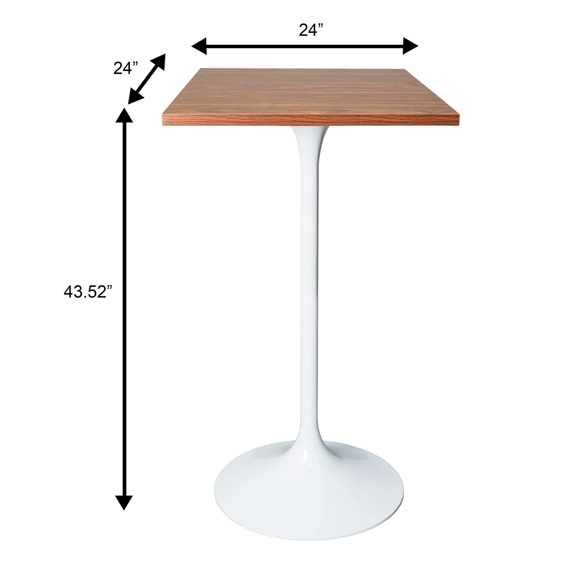 LeisureMod Verve 24" Square Top Bar Height Table, Brushed Gold/Black/White Stainless Steel Base with MDF Table Top - Elax Furniture